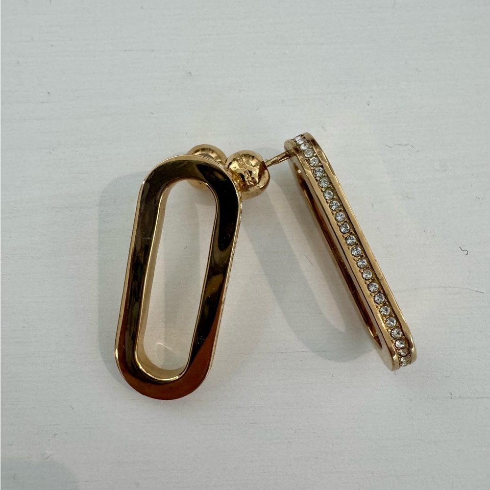 Burberry Gold Open Oval Drop Earrings - Picture 4 of 6